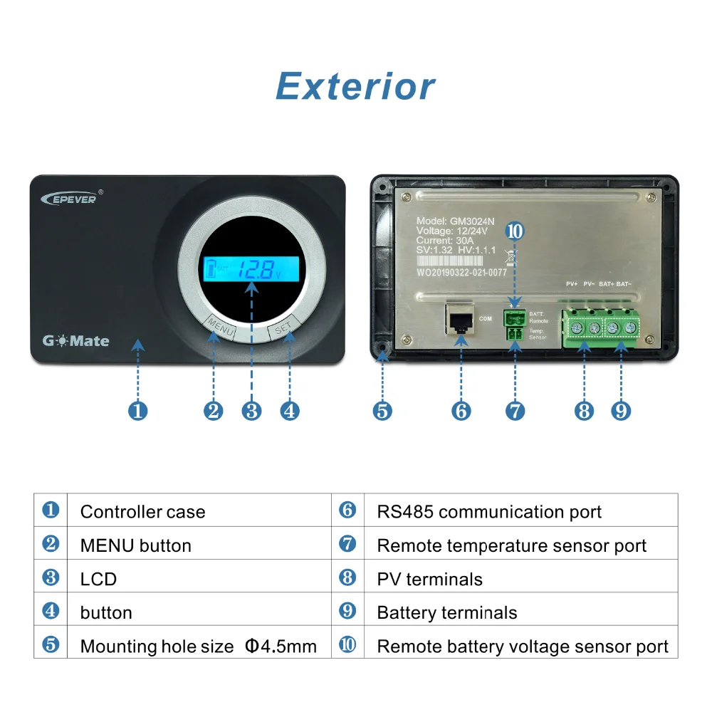 Epever, Новое поступление, GM3024N, GoMate, серия, заподлицо, PWM, двойная батарея, Солнечный контроллер заряда, 30A, 12 В/24 В, используется на автомобиле и лодке