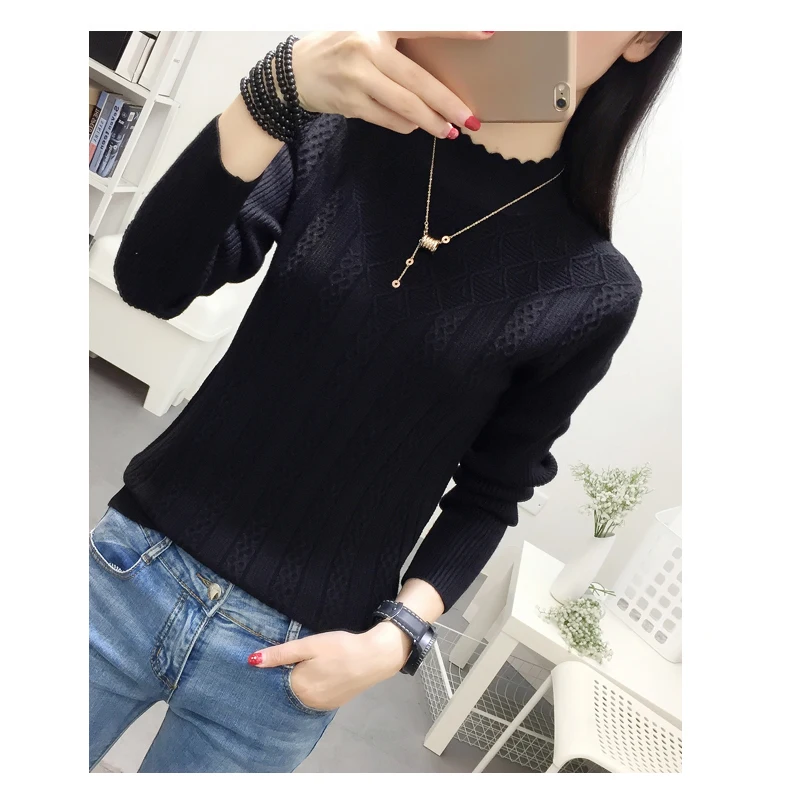 New Tide Autumn Winter Fashion Women Sweater Elastic Solid Turtleneck Sweater Women Slim Sexy Tight Bottoming Knitted Pullovers