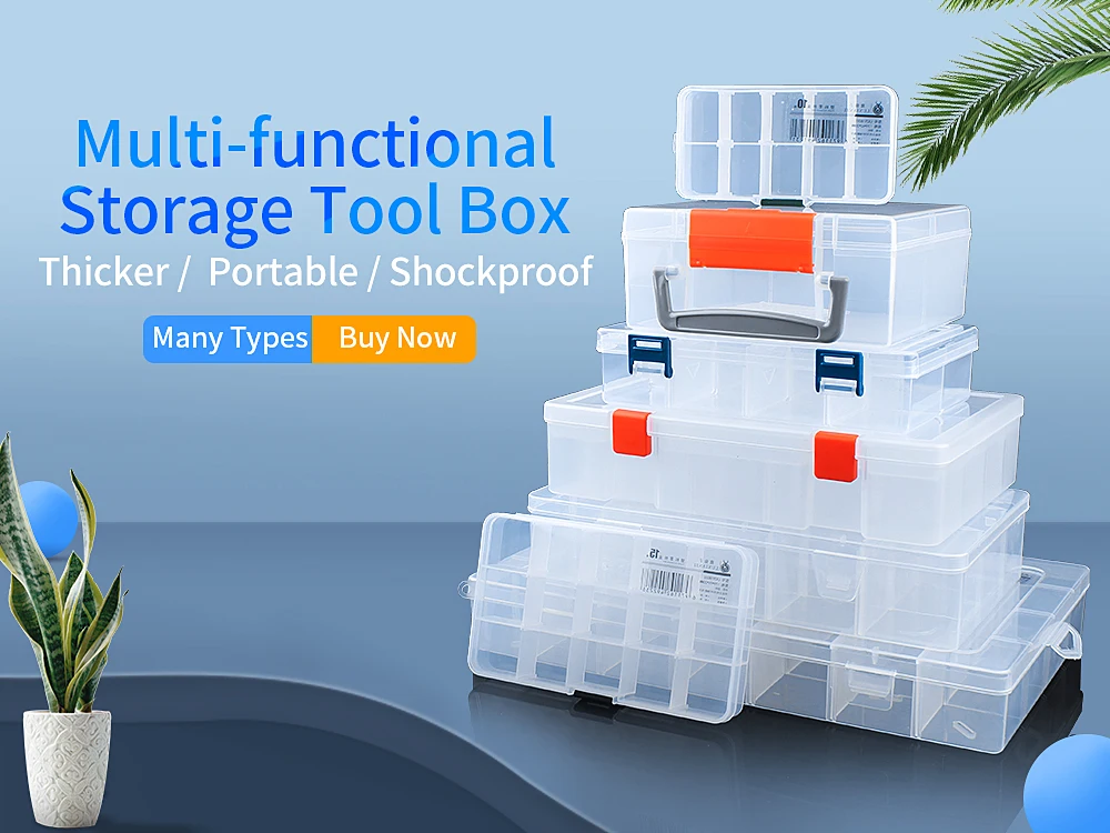 portable tool chest Tool Box Plastic Tool Storage Box With Locking Handle Removable Compartment Repair Hardware Tools Portable Case Shockproof soft tool bag