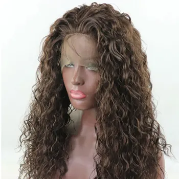

Bombshell Dark Brown Color Synthetic Hair Lace Front Wigs Glueless Curly Heat Resistant Fiber Hair Free Partng For Women Wigs