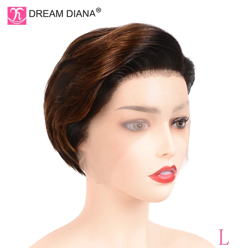 US $54.59 Dreamdiana Ombre 13x4 Lace Front Wig 150 Density Ombre Straight Bob Lace Front Wig Remy Brazilian Lace Wig 100 Human Hair Wig L
