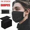 10-600pcs mask Disposable black face masks 3 Layer Ply Non-wove masque noir mask Adult safe Anti-dust Mascarillas Fast Shipping 1