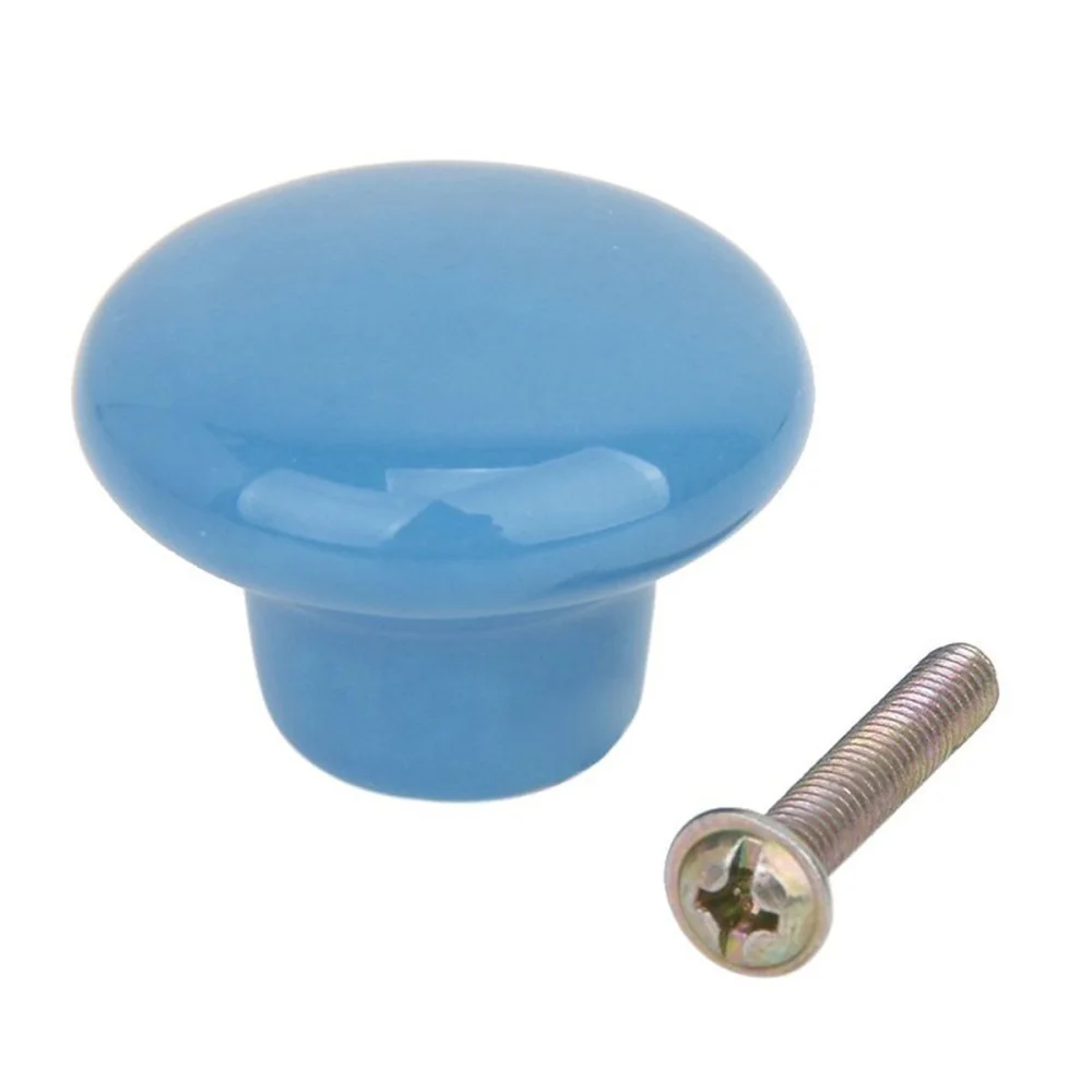 

5pcs Durable Round Ceramic Kitchen Cupboard Cabinet Drawer Door Knobs Handles - Size (Blue)