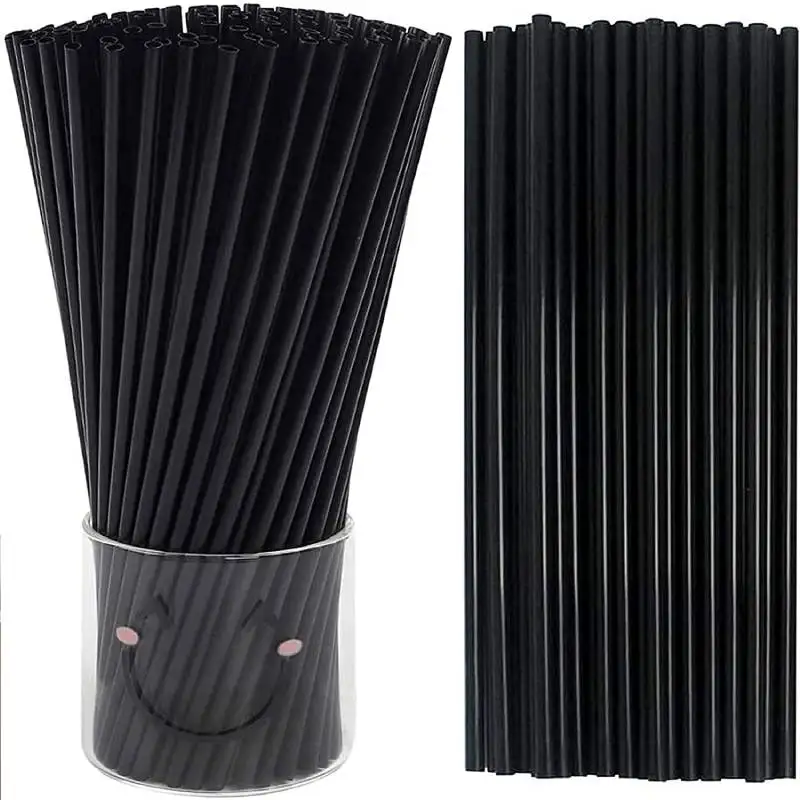 500pcs 5/8 Inch Coffee Stirrers Black Cocktail Straws Plastic Drinking Straw Disposable Sip Stir Stick for Cold Drinks Craft Bar