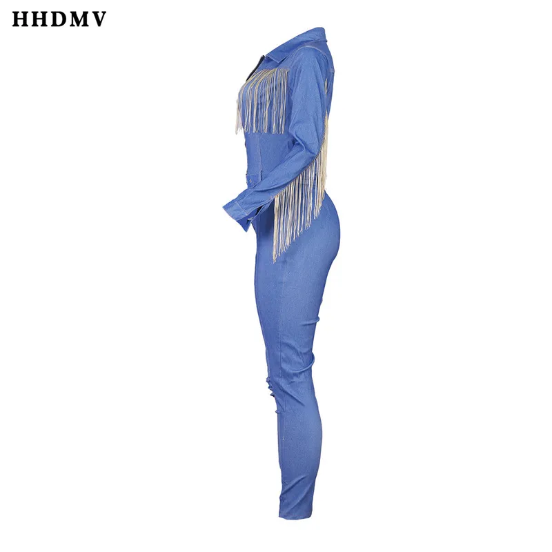 HHDMV NK060 уличная оснастка стильные комбинезоны с длинными рукавами нагрудные карманы молния кисточка украшение спинки стула джинсовые комбинезоны длинные штаны