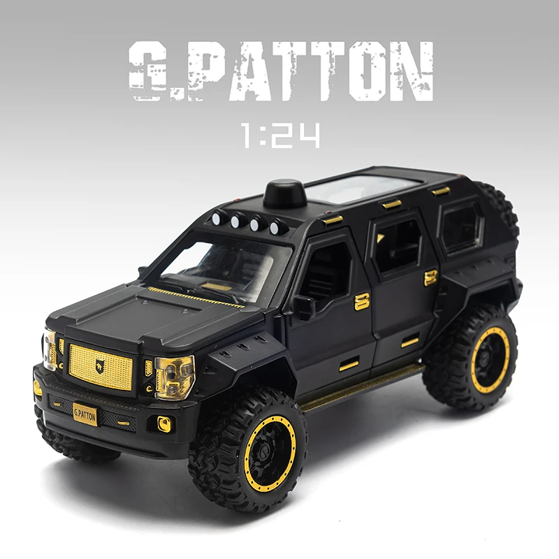 1:24 G.PATTONS Armored Car Model Alloy Car Die Cast Toy Vehicles Car Model Pull Back Children's Toy Collectibles for Kid Adult