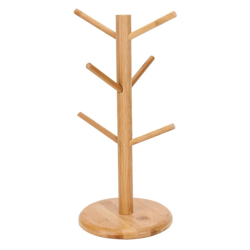  Mayitr Wood Cup Rack Six Brackets Hanger Stand Mug Coffee Cup Storage Stand Office Kitchen Home Org