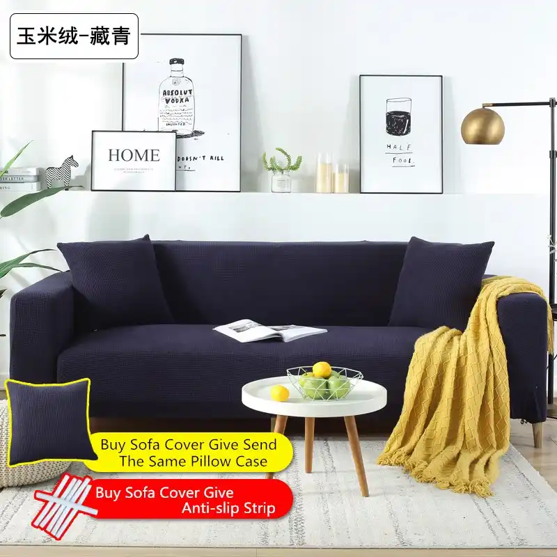 funda elastica de franela de color solido para sofa cubierta gruesa elastica todo incluido antideslizante seccional 1 2 3 y 4 asientos