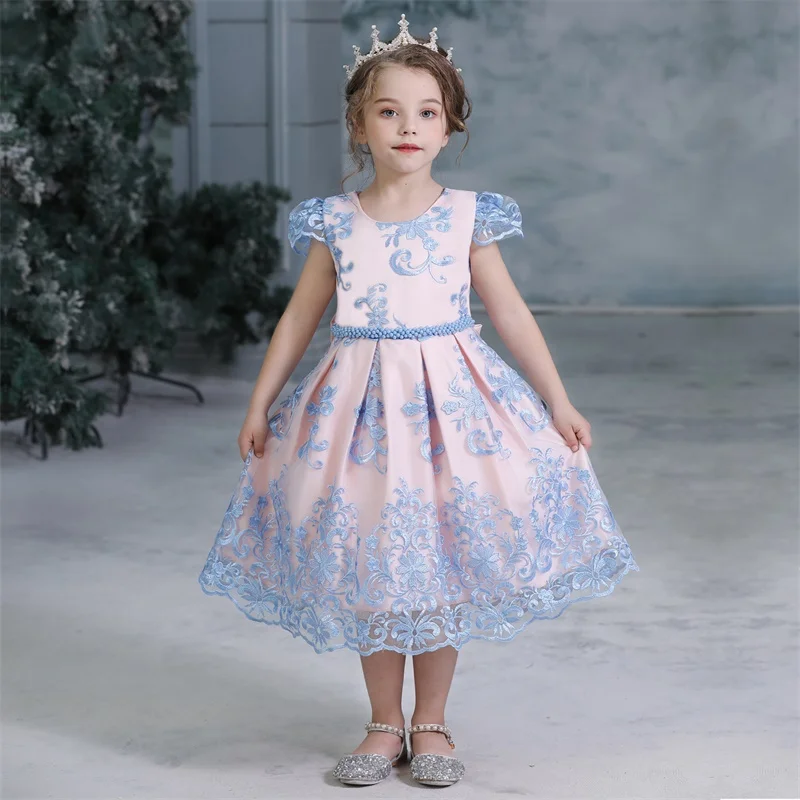 

Girl Dress Lace Embroidery Dress For Kids Princess Wedding Party Dress Christmas New Year Clothing Kids Dresses For Girls 4-10T