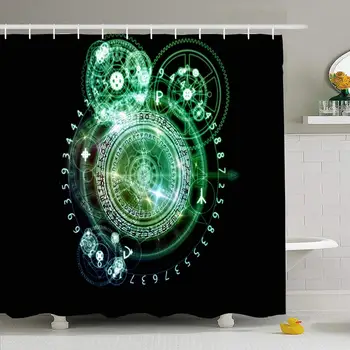 

Shower Curtain Set with Hooks 72x78 Orbits Backdrop Design Destiny Series Composition Symbols Foretell As Signs Textures
