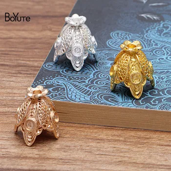 

BoYuTe (20 Pieces/Lot) 15*21MM Metal Alloy Flower End Caps Diy Handmade Jewelry Accessories Wholesale