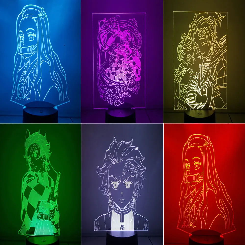 Аниме 3d светодиодный светильник Demon Slayer: Kimetsu no Yaiba Kamado Nezuko Tanjirou рисунок светодиодный ночной Светильник kimetsu no yaiba figur