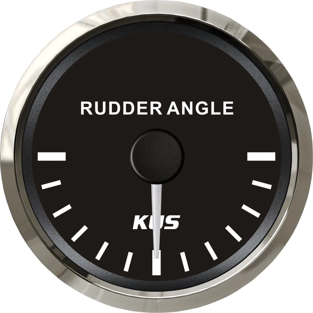 Kus 52mm Black Faceplate Rudder Angle Gauge Stainless Steel Bezel 87