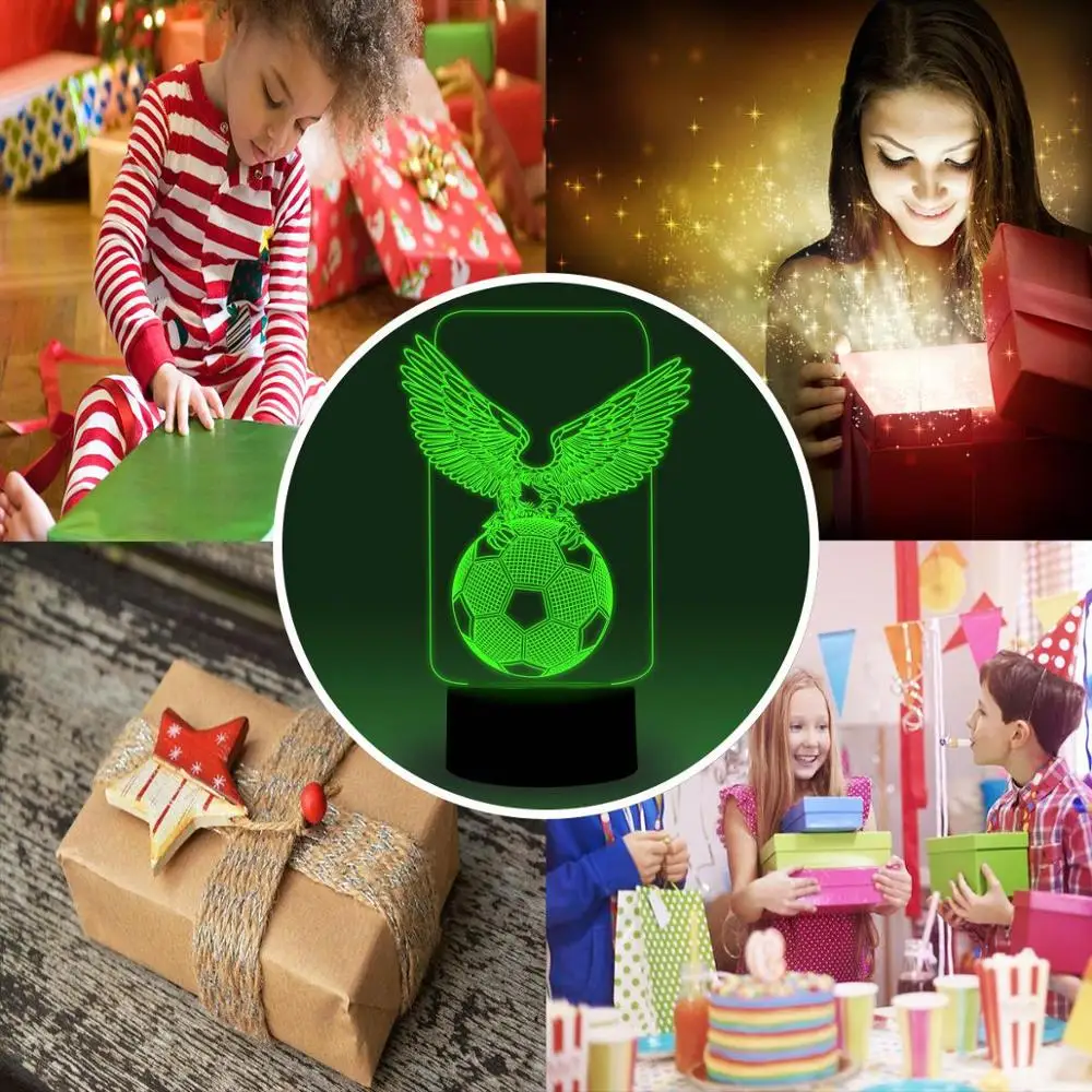 NiteApps 3D орел и футбол ночник настольная Иллюзия Украшение лампы подарок на день