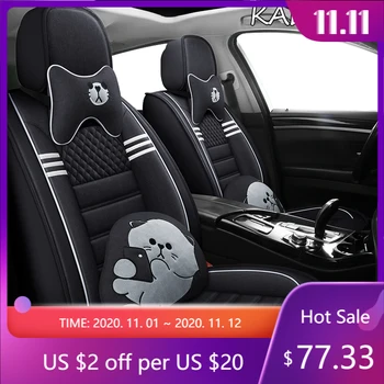 

KADULEE FLAX car seat cover set for ssangyong kyron mitsubishi pajero 4 3 fiat freemont honda accord 8 9 10 seat cover cars