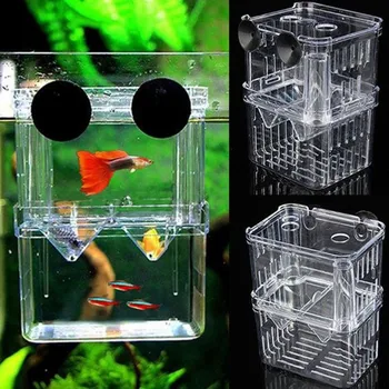

Double-Deck Clear Fish Breeding Isolation Box Aquarium Breeder Fish Tank Hatching Incubator Fish House Home
