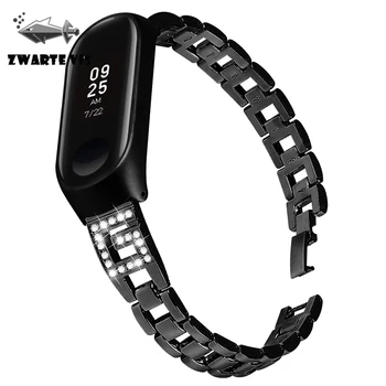 

Smart strap for millet 3/4 smart watch G-shaped stainless steel smart strap metal-studded replacement strap For MI3/4 universal