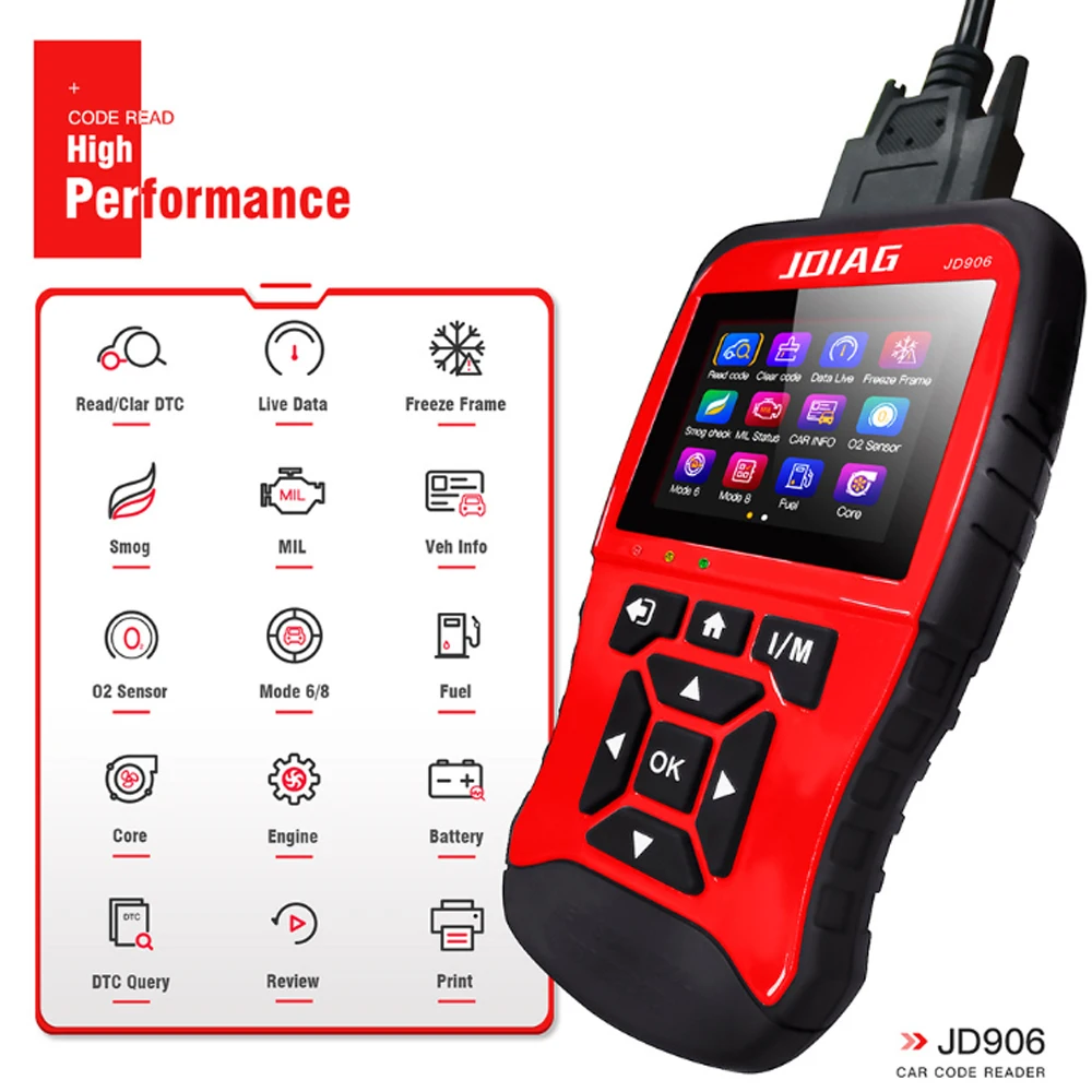 JDiag JD906 автомобильный диагностический инструмент OBD2 считыватель кода