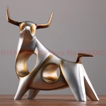 

cattle statue ox home decor living room Sculpture gradevin wine TV cabinet ornament crafts Abstract animal figurine 1pcs