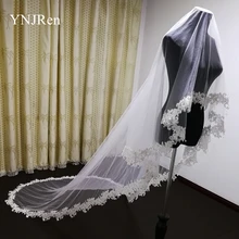 

2020 Real Photo 3Meters Bridal Veil Full Decal Applique Edge Cathedral Wedding Veil Bridal Veil white ivory Veil with comb