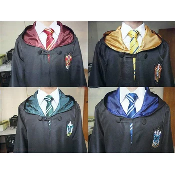 

Cosplay Costumes Potter Outfits Magic Robe Cape Suit Hogwarts Uniform Cloak Gryffindor Slytherin Ravenclaw Hufflepuff halloween