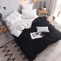 White King Size Skin - Friendly Duvet Cover - Solid Color Comforter Cover Quilt Cover - Custom size  1pc (Black and white)