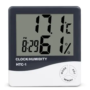 

Large Screen Home Children's Room Temperature Humidity Meter High Precision Indoor Outdoor Thermometer with Alarm Clock