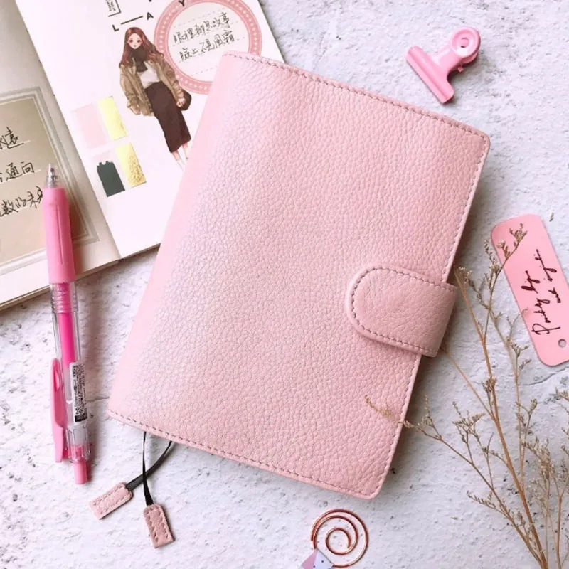 Pink 1 Индивидуальный чехол для ноутбука из натуральной кожи на кнопках, чехол для ноутбука A4, мужская деловая Подарочная сумка, модная сумка-держатель для карт, блокнот для заметок - Цвет: Pink 1