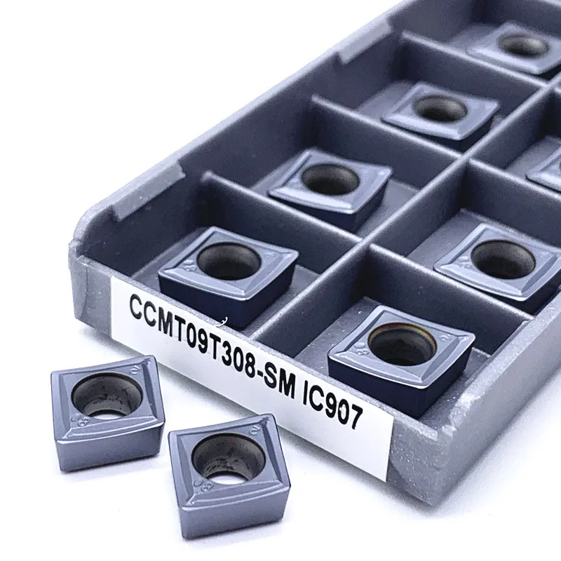Внешний токарный инструмент 10 шт. CCMT09T308 SM IC907/IC908 CCMT 09T308 твердосплавные вставки