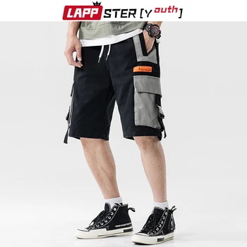 

LAPPSTER-Youth Men Color Block Pockets Cargo Shorts Summer 2020 Mens Korean Hip Hop Sweatshorts Streetwear Jogger Shorts 5XL