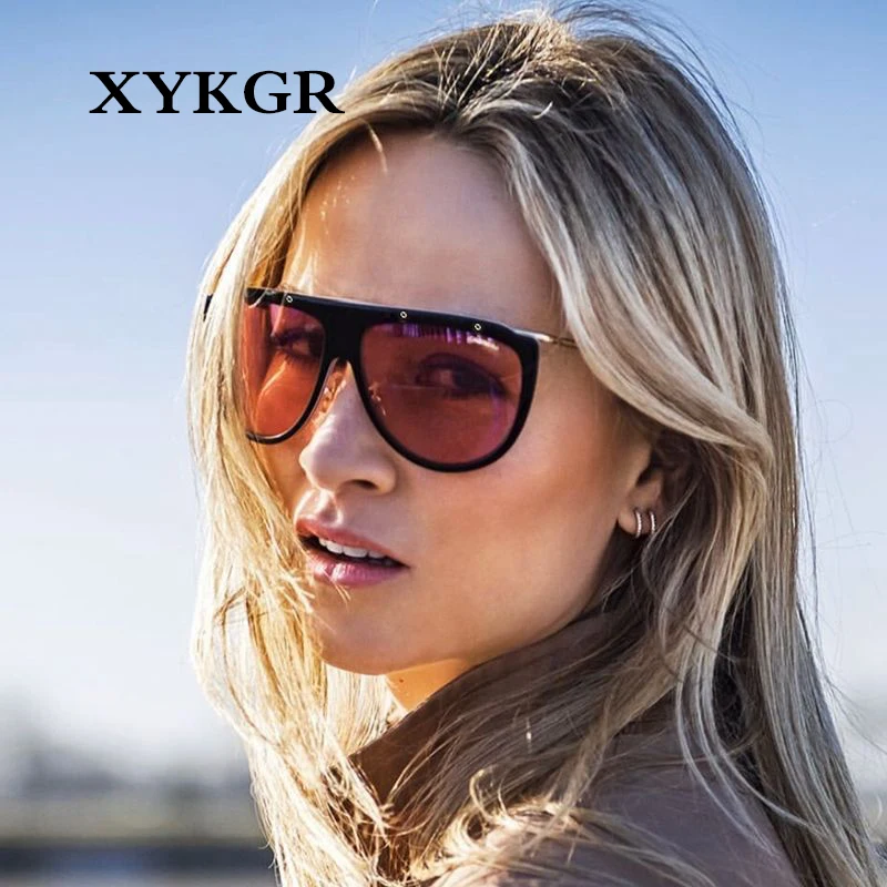 XYKGR, модные, большие, цельные солнцезащитные очки в коробке, женские, трендовые, черная оправа, Ретро стиль, солнцезащитные очки для девушек, уличная съемка, дикие очки, UV400