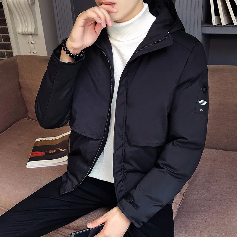 Winter New Style Men Cotton Overcoat Korean-style Trend Winter Hooded Thick Men'S Wear Cotton-padded Jacket down Jacket Cot