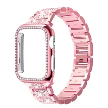 Ремешок и чехол для Apple Watch Band 44 мм 42 40 38 браслет из нержавеющей
