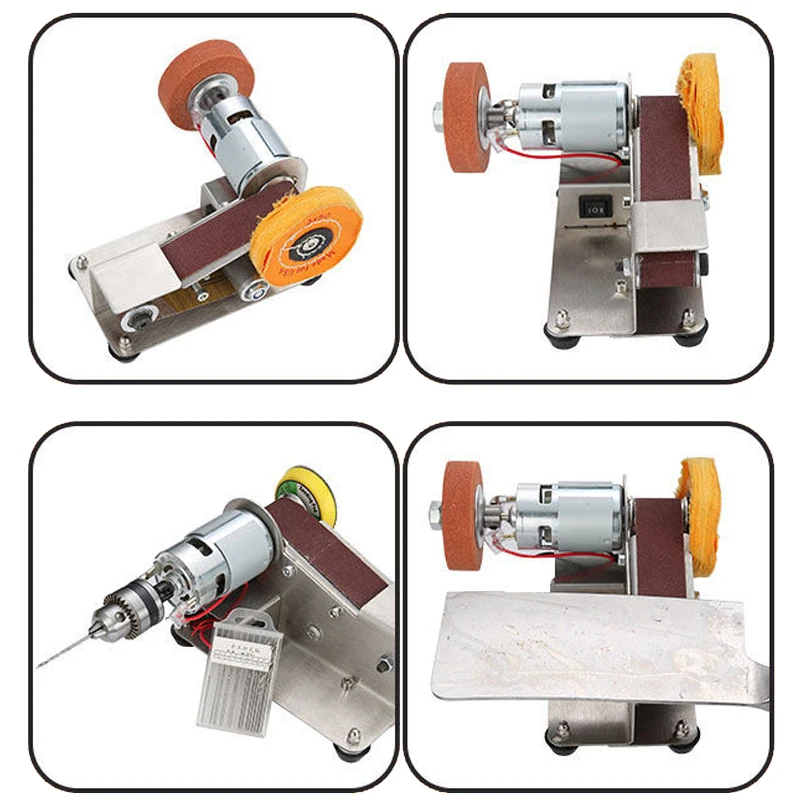 110V-220V Mini Electric Belt Machine DIY Sander Polisher Adjustable Speed Portable Mini Electric Belt Sander With 10PCS