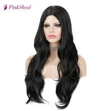 Pinkshow синтетический парик длинные черные парики для женщин волнистые натуральные волосы термостойкие волокна косплей парик