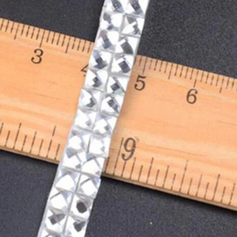 

Rhinestone Ribbon Beaded Trim 1pcs 3.3 foot Silver Iron On Applique Embellishments New Brand new Durable