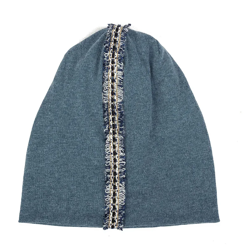 blue Denim Blue New Fashion Women Colorful Ribbon Slouchy Hat Casual Loose Hip hop Ladies Thin Cotton Bonnet Hats Cap For Female Skullies - Цвет: blue Denim Blue