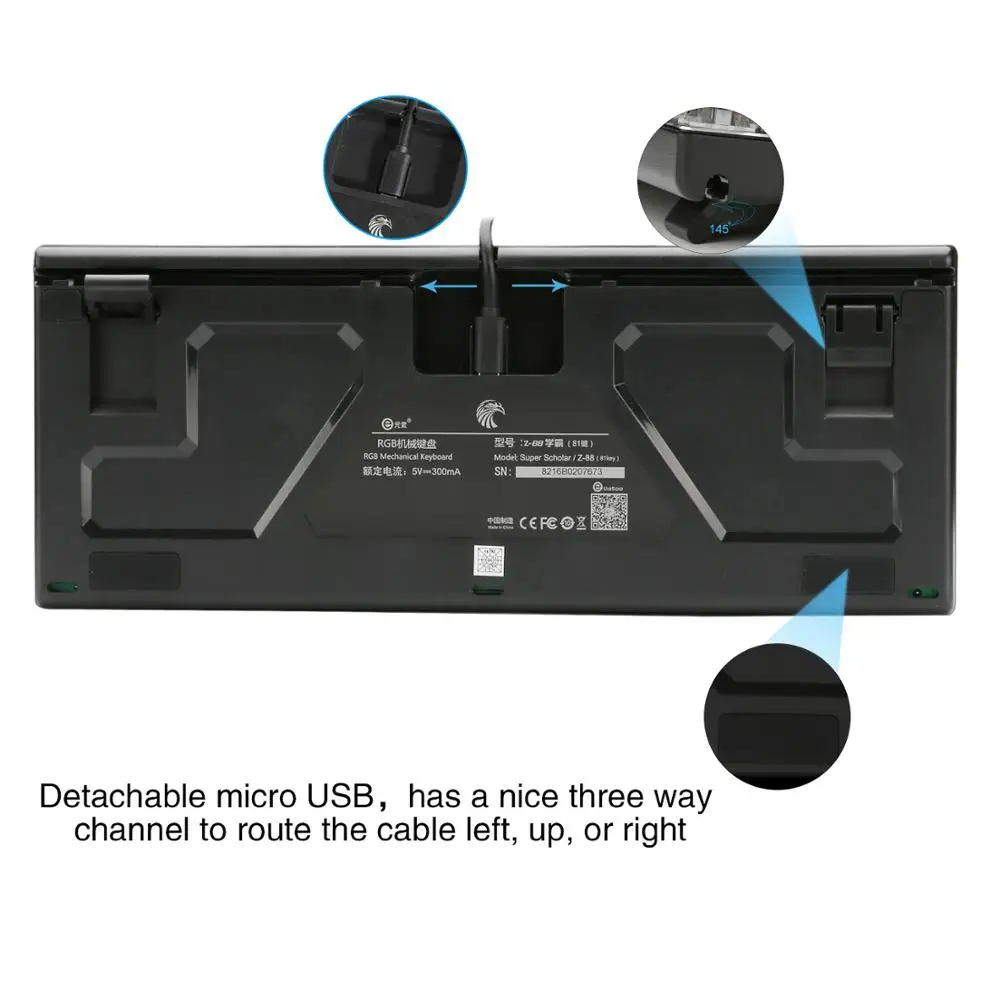 Z88 RGB Backlit Small Mechanical Keyboard Outemu Switches Tenkeyless No Number Pad 81 Keys Mini Gam