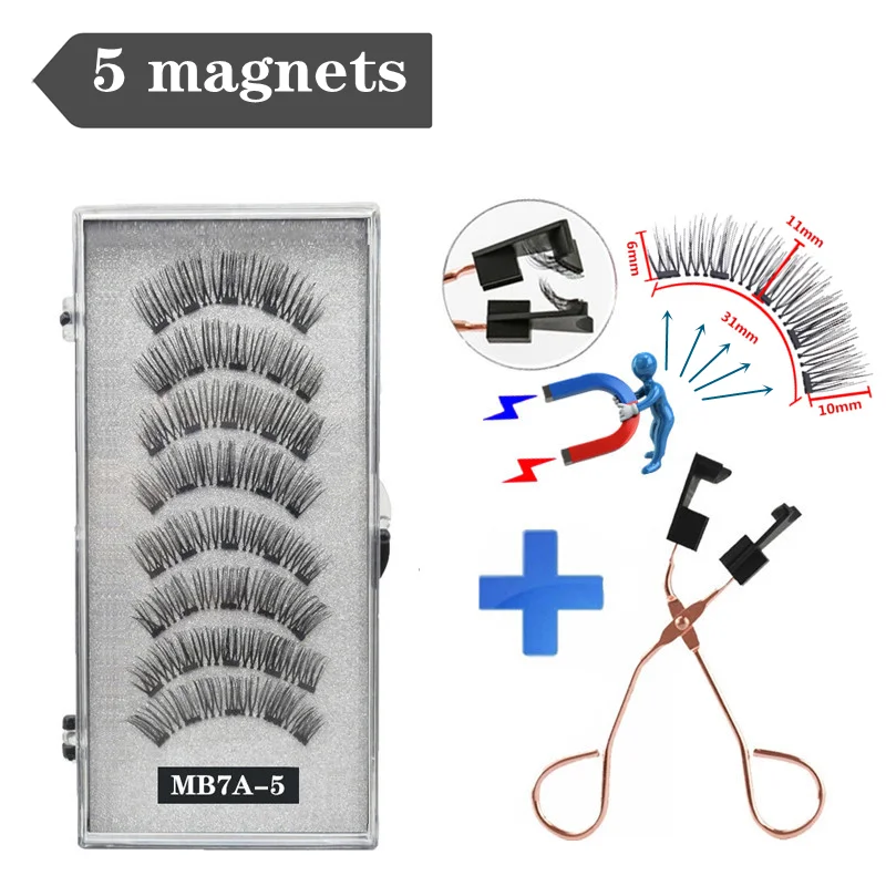 5 Magnetic Eyelashes Curler Set Long 3D Mink Magnetic lashes magnetique Natural Thick False Eyelashes with magnetic tweezers