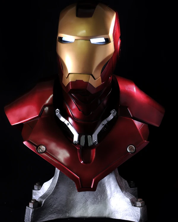 Горячая Железный человек Tony Stark 1:1 MK3 голова портрет с светодиодный свет анимационная фигурка GK Коллекционная модель игрушки