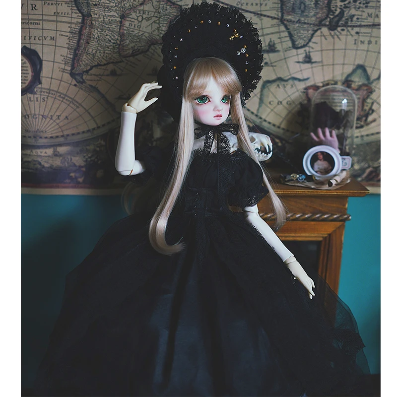 Bjd платье 1/3 1/4 1/6 BJD кукла Винтаж трубка черное платье для 1/6 1/4 1/3 bjd кукла аксессуары без бретелек юбки со шлейфом