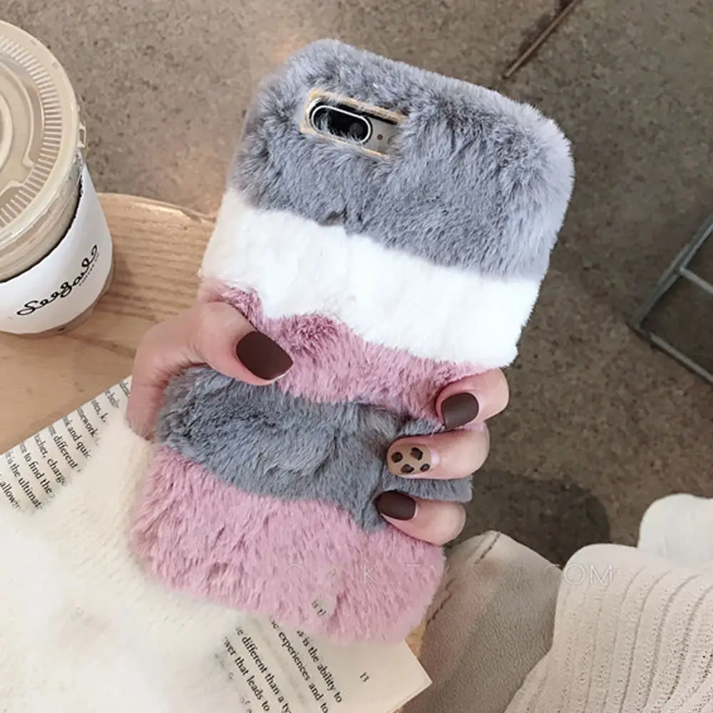 Милый меховой плюшевый чехол LLZ.COQUE с бриллиантами для телефона IPhone 11 Pro XS Max XR X 6 6S