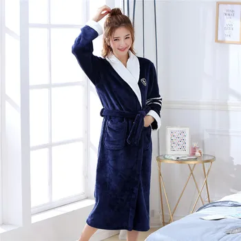 

Loose Coral Fleece Bathrobe Gown Home Clothing Winter Warm Robe Women Sleepwear Sexy Kimono Nightwear Belt Pyjamas Negligee