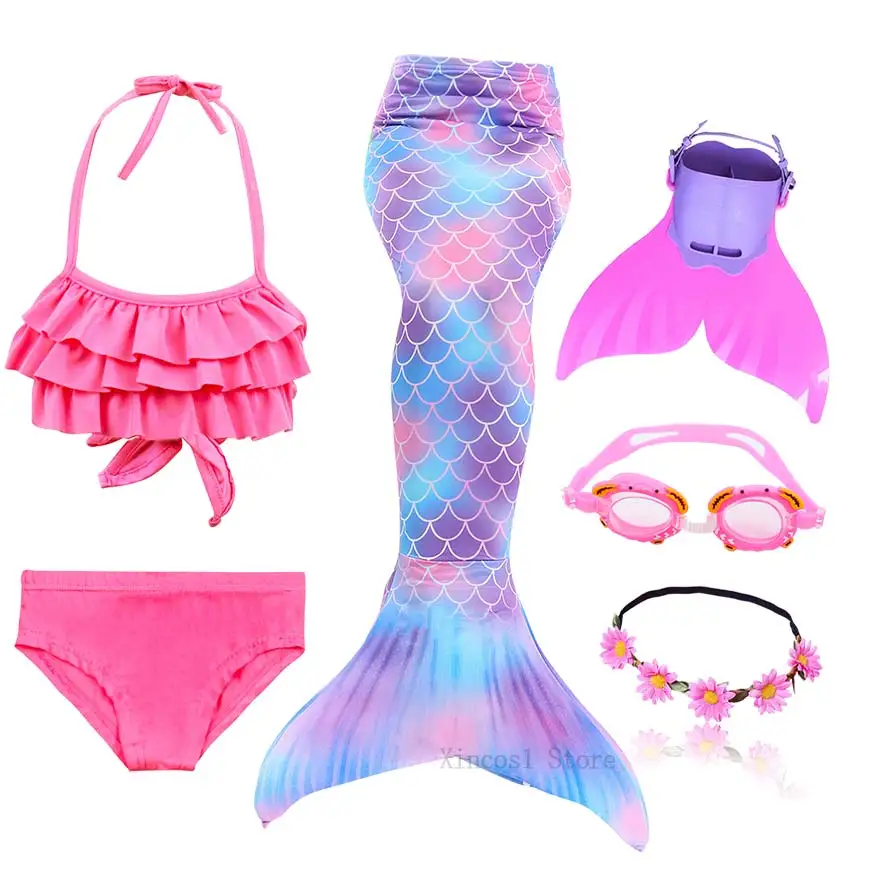 NEW The Little Mermaid Tail with Garland Ariel Mermaid Swimsuit for Kids swimmable Bathing Suit Costume Cosplay - Цвет: Package 1