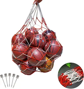 

metable Football Basketball Carrying Net Bag Large Soccer Volleyball Rugby Heavy Duty Mesh Storage Sack with Drawstring Closure
