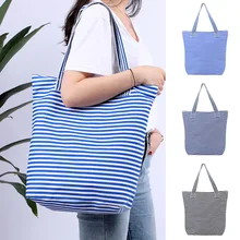 Женские холщовые сумки для покупок, дорожная сумка, новинка, женская сумка через плечо, большая вместительность, в полоску, легко чистятся, школьные сумки