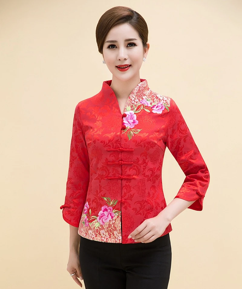 Women's Jacket Plus size 6XL Hanfu Chinese Improved Down Tang Dress куртка женская Sleeve Cheongsam Shirt | Женская