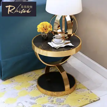 

Light Luxury Sofa Side Shelf Rack Small Coffee Table Simple Living Room Small Side Table Hong Kong Style Bedside Cabinet Post Mo