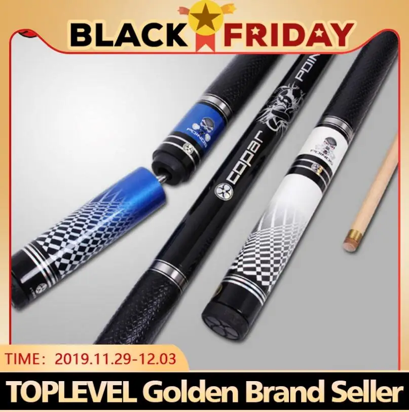 

New Arrival POINOS Brand CR Pool Cues Billiard Stick Kit Maple 10mm Tips With Extension Black/White/Blue/Gold Colors China 2019