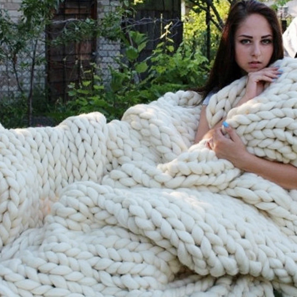 60*60/80*100 одеяло из пряжи ручного вязания толстое объемное мягкое теплое одеяло для сна s зимнее теплое одеяло s для кроватей